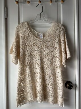 Vintage Crochet Short Sleeve Blouse